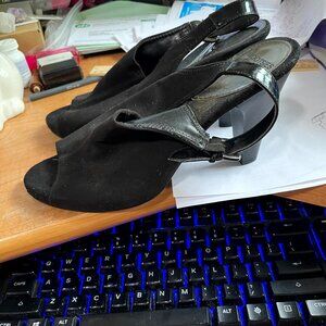 MOOTSIES TOOTSIES BLACK SLING BACK PEEPTOE HEELS PUMP SHOES SIZE 9 GOOD CONDITIO